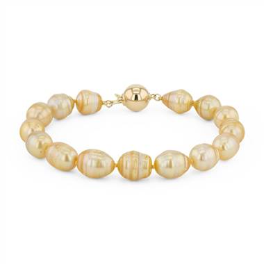 "Baroque Golden South Sea Cultured Pearl Bracelet in 18k Yellow Gold (8.9mm)"
