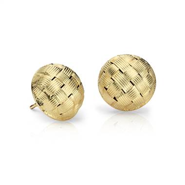 Basketweave Stud Earrings in 18k Yellow Gold