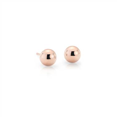 "Bead Ball Stud Earrings in 14k Rose Gold (6mm)"