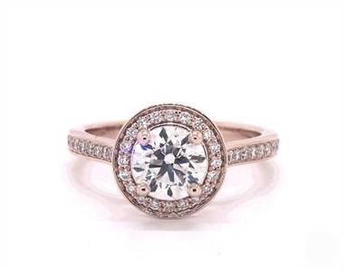 Beautiful Trellis Pave Halo Engagement Ring in 14K Rose Gold 2.20mm Width Band (Setting Price)