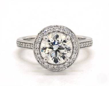 Beautiful Trellis Pave Halo Engagement Ring in 14K White Gold 2.20mm Width Band (Setting Price)