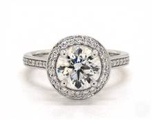 Beautiful Trellis Pave Halo Engagement Ring in Platinum 2.20mm Width Band (Setting Price) | James Allen