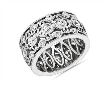 Bella Vaughan Clover Lace Diamond Eternity Ring In 18k White Gold (1 5/8 ct. tw.)