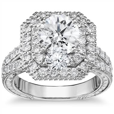 Bella Vaughan for Blue Nile Alexandria Double Halo Engagement Ring in Platinum (1 3/4 ct. tw.)