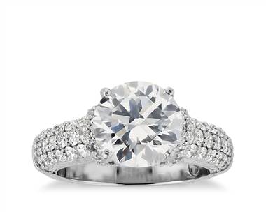 Bella Vaughan For Blue Nile Majesty Trio Diamond Collar Engagement Ring In Platinum 1 ct. tw. Blue Nile 68169