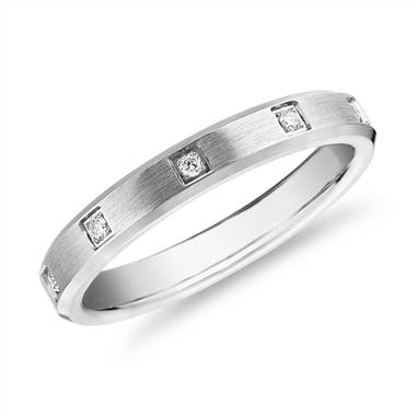 "Beveled Edge Diamond Eternity Wedding Ring in 14k White Gold (3mm)"