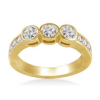 Bezel and Channel Set Round Diamond Band in 14K Yellow Gold (3/4 cttw.)