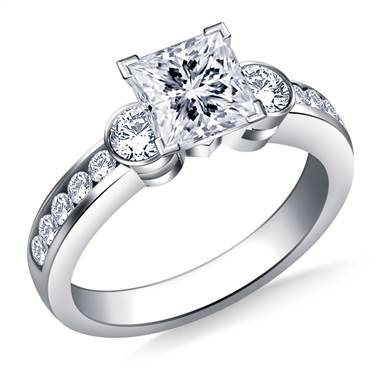 Bezel and Channel Set Round Diamond Engagement Ring in Platinum (5/8 cttw.)