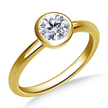 Bezel Set Diamond Engagement Solitaire Ring in 14K Yellow Gold (2.1 mm)