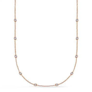 Bezel Set Diamond Station Necklace in 14K Rose Gold (1/2 cttw.)