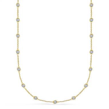 Bezel Set Diamond Station Necklace in 14K Yellow Gold (1 1/2 cttw.)