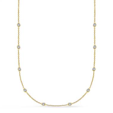 Bezel Set Diamond Station Necklace in 18K Yellow Gold (1/2 cttw.)