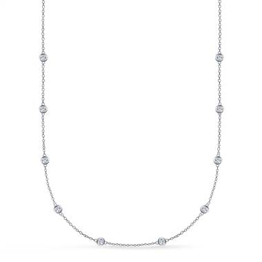 Bezel Set Diamond Station Necklace in Sterling Silver (1/2 cttw.)