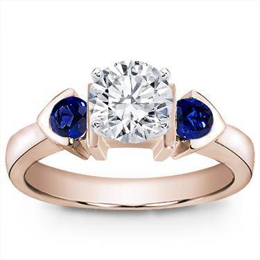 Bezel Set Engagement Setting With Two Sapphires