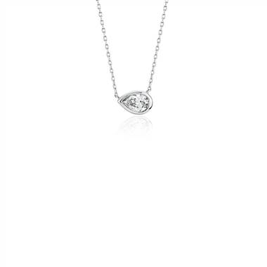 Bezel Set Pear-Shaped Diamond Pendant in 14k White Gold (1/5 ct. tw.)
