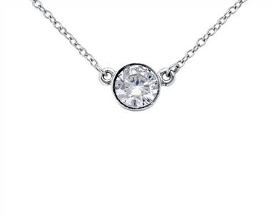 Bezel Set Solitaire Pendant Necklace Setting In 14k White Gold Blue Nile 69423