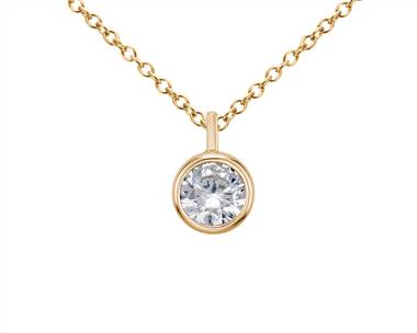 Bezel Solitaire Pendant Necklace Setting In 14k Yellow Gold