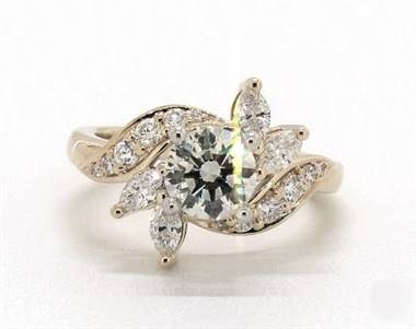 Bird of Paradise Vintage Engagement Ring in 14K Yellow Gold 4mm Width Band (Setting Price)