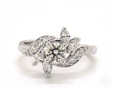 Bird of Paradise Vintage Engagement Ring in Platinum 4mm Width Band (Setting Price)