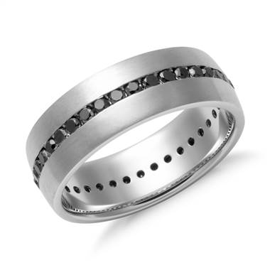 Black Diamond Channel Set Wedding Ring in 14k White Gold (6 mm, 7/8 ct. tw.)