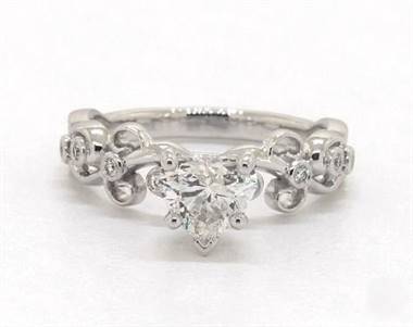 Blossom Side-Stone Bezel Diamond Engagement Ring in 18K White Gold 5.50mm Width Band (Setting Price)