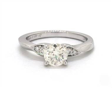 Blossoming Vine Side-Stone Engagement Ring in 14K White Gold 2.00mm Width Band (Setting Price)
