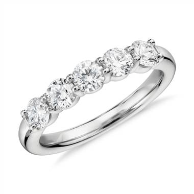 "Blue Nile Signature Comfort Fit Five Stone Diamond Ring in Platinum (1 ct. tw.)"