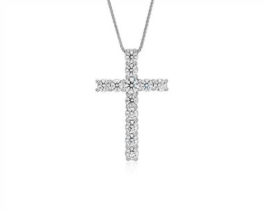 Blue Nile Signature Diamond Cross Pendant Necklace In Platinum (2 ct. tw.)