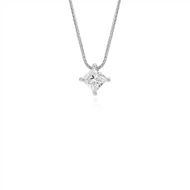 Blue Nile Signature Princess-Cut Floating Diamond Solitaire Pendant in Platinum (3/4 ct. tw.)