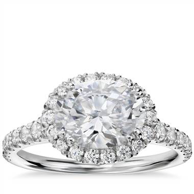 Blue Nile Studio East-West Oval Halo Diamond Engagement Ring in Platinum