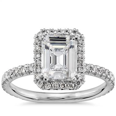 Blue Nile Studio Emerald Cut Heiress Halo Diamond Engagement Ring in Platinum (1/2 ct. tw.)