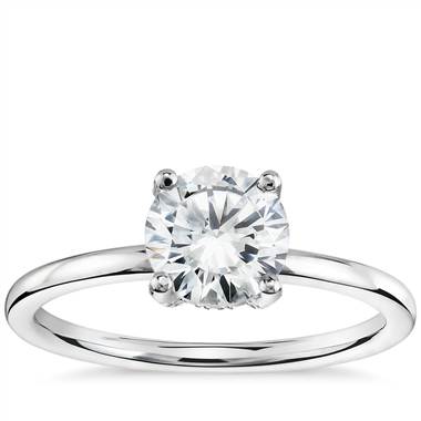 Blue Nile Studio French Pave Diamond Crown Solitaire Engagement Ring in Platinum (1/6 ct. tw.)