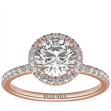 Blue Nile Studio Heiress Halo Diamond Engagement Ring in 18k Rose Gold (3/8 ct. tw.)