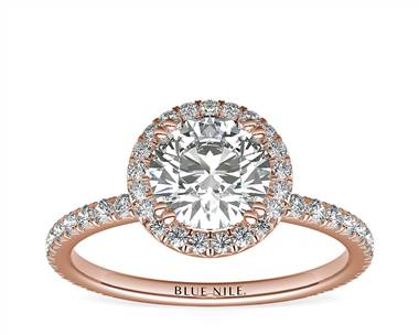 Blue Nile Studio Heiress Halo Diamond Engagement Ring In 18k Rose Gold (3/8 ct. tw.)