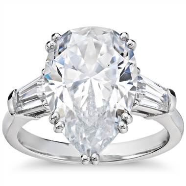 Blue Nile Studio Pear Tapered Baguette Engagement Ring in Platinum (1/2 ct. tw.)