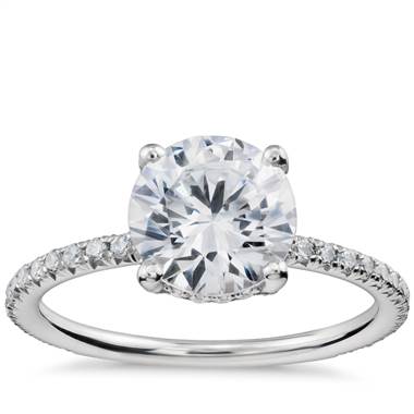 Blue Nile Studio Petite French Pave Crown Diamond Engagement Ring in Platinum (1/3 ct. tw.)