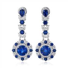 "Blue Sapphire and Diamond Earrings in 18k White Gold" | Blue Nile