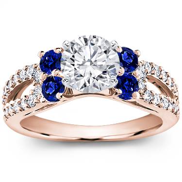 Blue Sapphire and Pave Engagement Setting