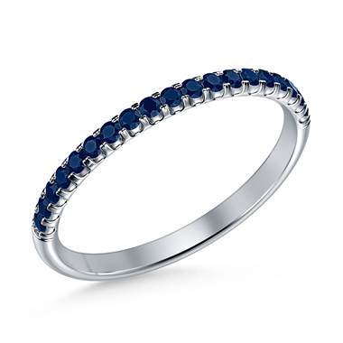 Blue Sapphire Gemstone Comfort Fit Half Eternity Band in Platinum