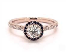 Blue-Sapphire Halo, French-Cut Pave Engagement Ring in 14K Rose Gold 1.80mm Width Band (Setting Price) | James Allen
