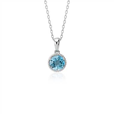 Blue Topaz Rope Pendant in Sterling Silver (7mm)