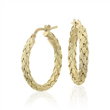 "Braided Hoop Earrings in 18k Italian Yellow Gold (7/8") "