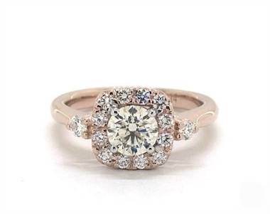 Breathtaking Halo & Side Diamond Engagement Ring in 2.31mm 14K Rose Gold (Setting Price)