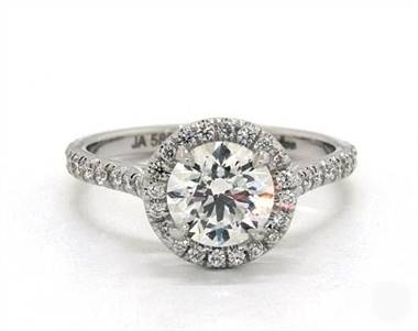 Brilliant Halo Pave .5ctw Engagement Ring in 1.8mm 14K White Gold (Setting Price)