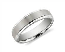 Brushed and Polished Comfort Fit Wedding Ring In White Tungsten Carbide (6mm) | Blue Nile