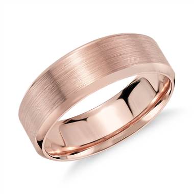 "Brushed Beveled Edge Wedding Ring in 14k Rose Gold (7mm)"
