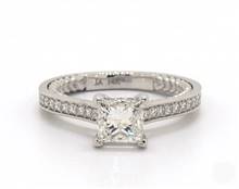 Cable-Inlay Cross Prong Pave Engagement Ring in Platinum 2.10mm Width Band (Setting Price) | James Allen