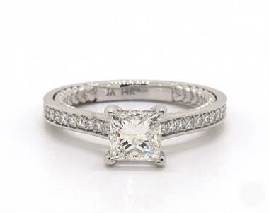 Cable-Inlay Cross Prong Pave Engagement Ring in Platinum 2.10mm Width Band (Setting Price)