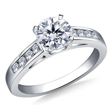 Cathedral Channel Set Diamond Engagement Ring In 14K White Gold (1/5 cttw.)