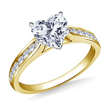 Cathedral Channel Set Diamond Engagement Ring in 18K Yellow Gold (1/3 cttw.)